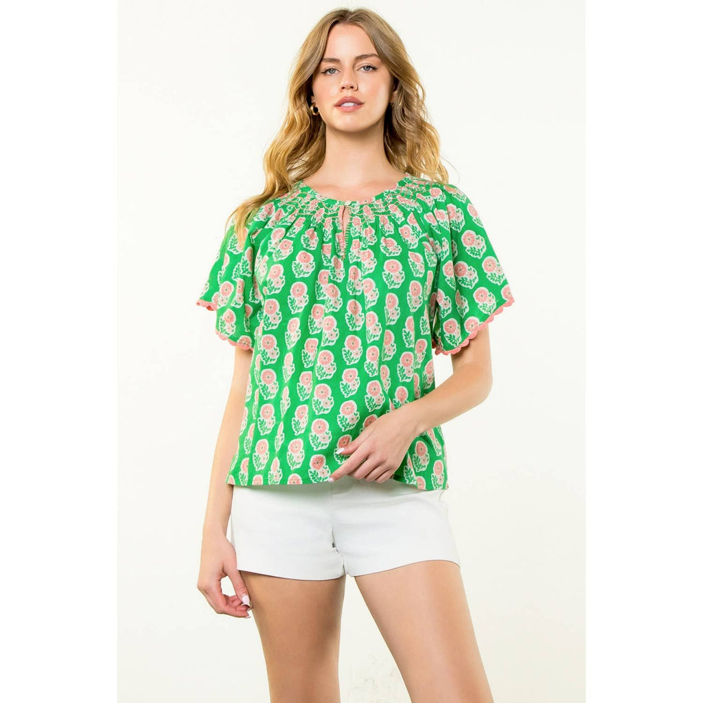 Mona green floral top