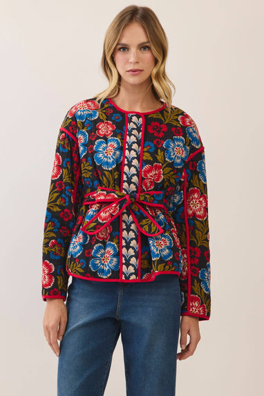 Floral belted jacket