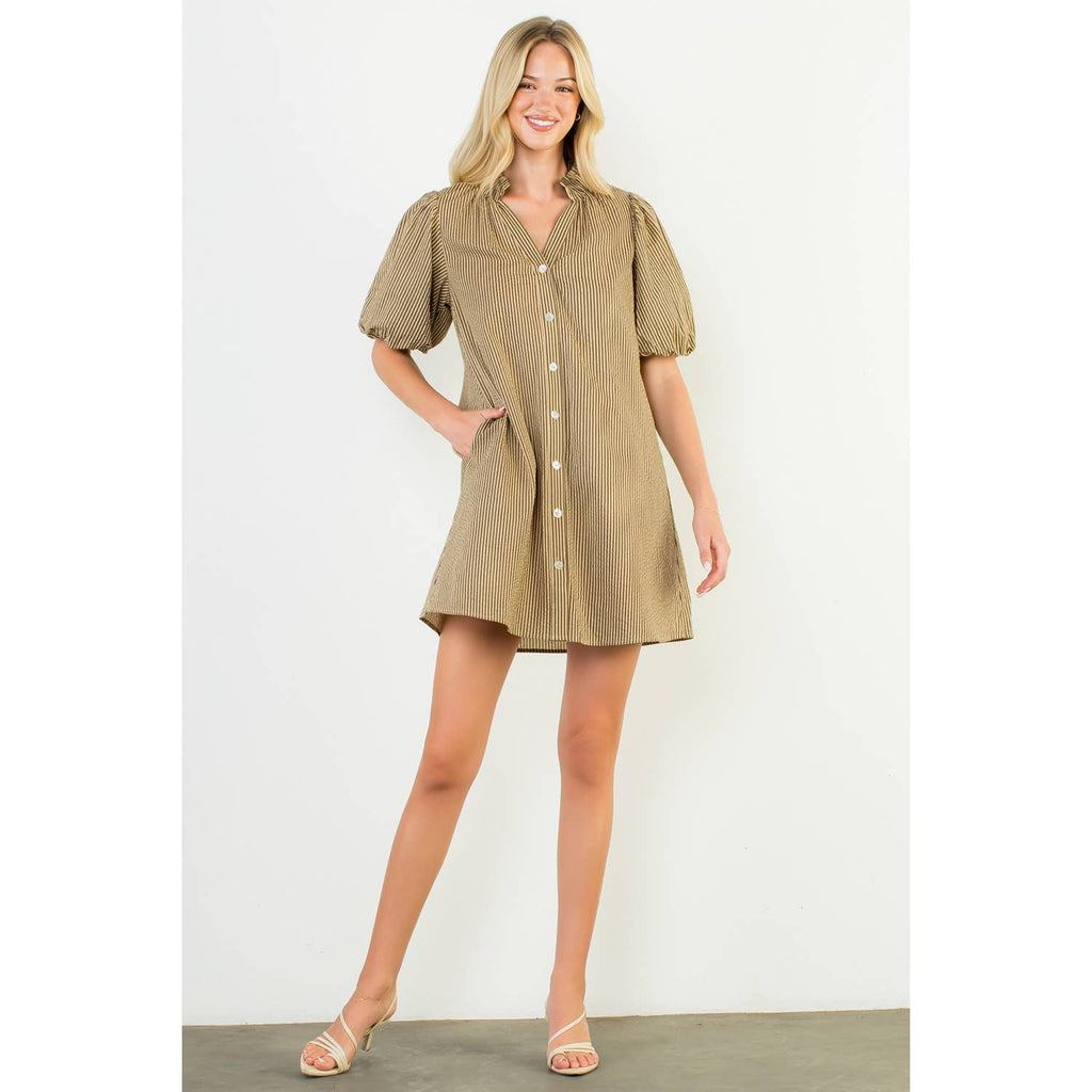 Puff Sleeve Stripe Dress