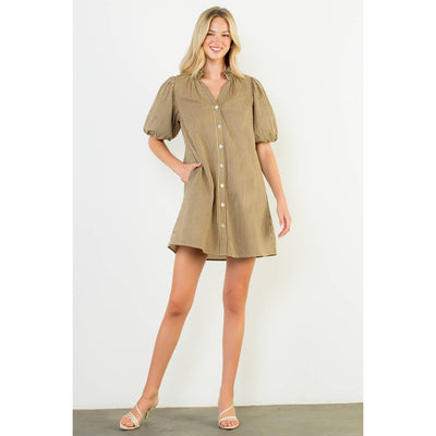 Puff Sleeve Stripe Dress