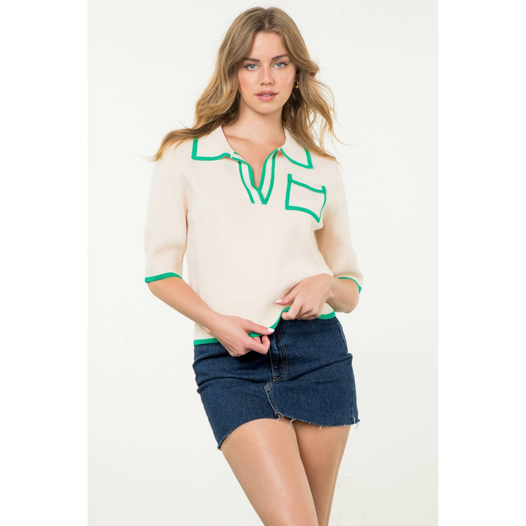 Veda Collared Knit Top
