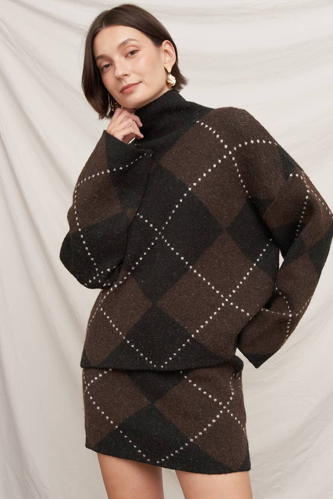 Argyle Turtleneck Sweater