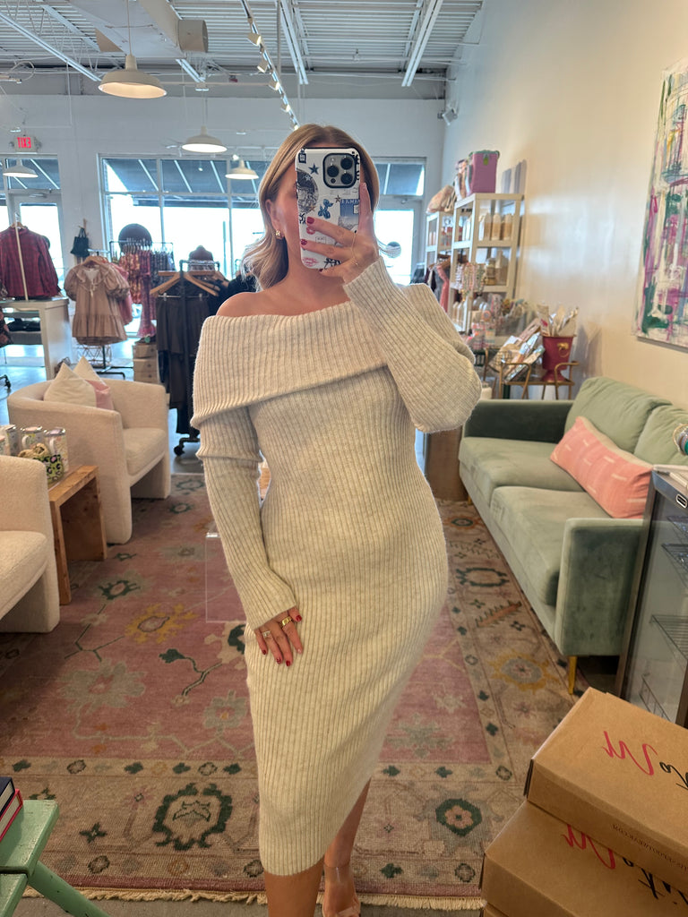 Off shoulder sweater dress