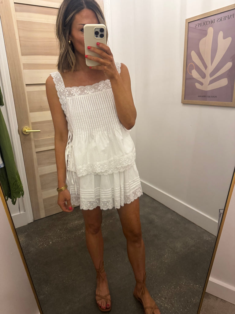 Lace Trim Tie Side Tank Top