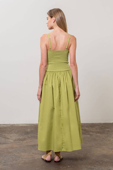 v neck mixed media dress
