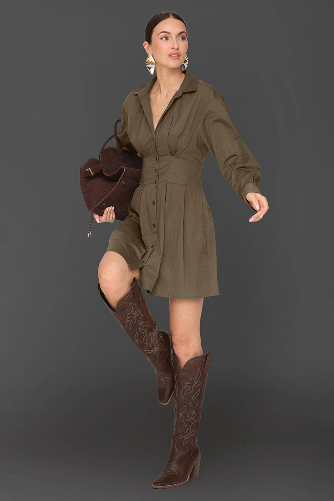 Cotton Corset Mini Shirtdress