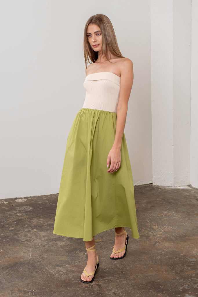 Strapless two tone maxi