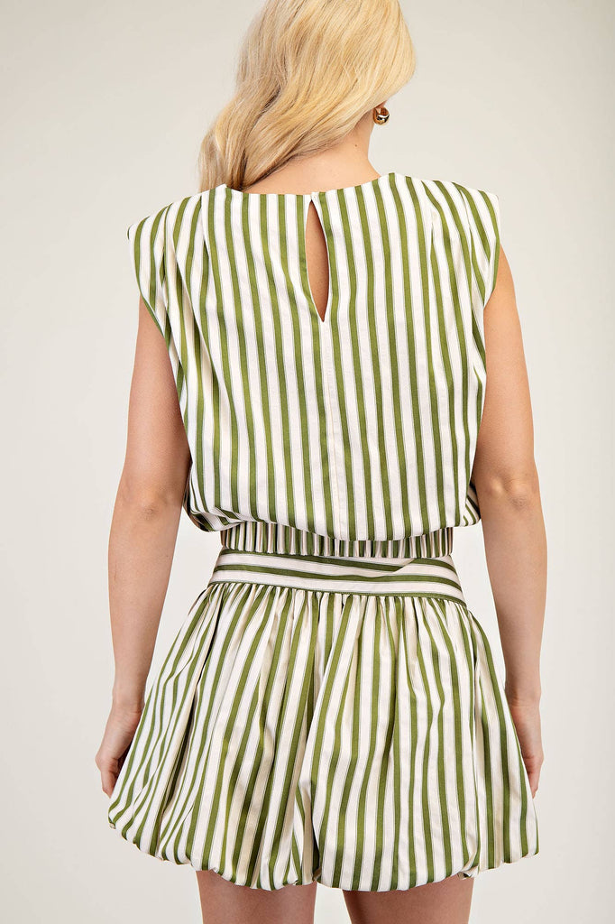 Stripe round neck top