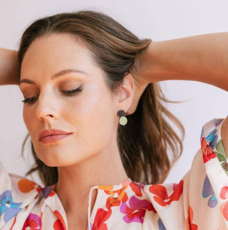 Mini Seafoam Double Circle Studs