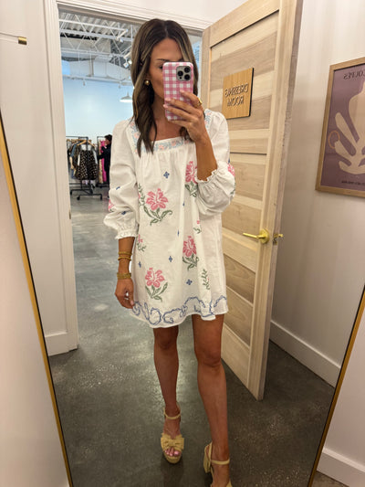 Long sleeve embroidered dress
