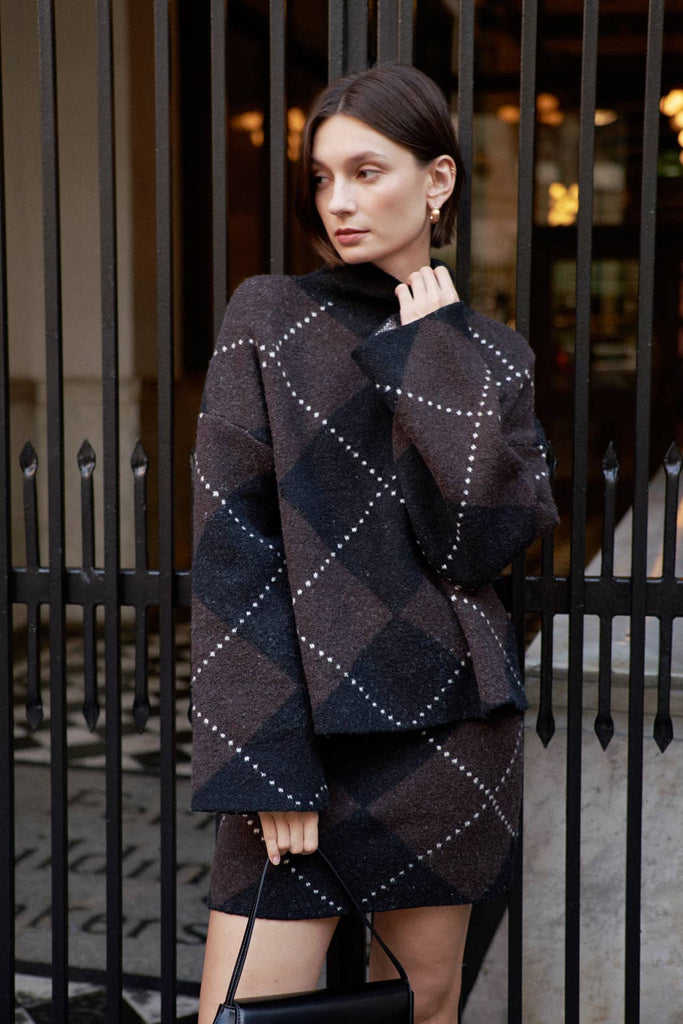 Argyle Turtleneck Sweater