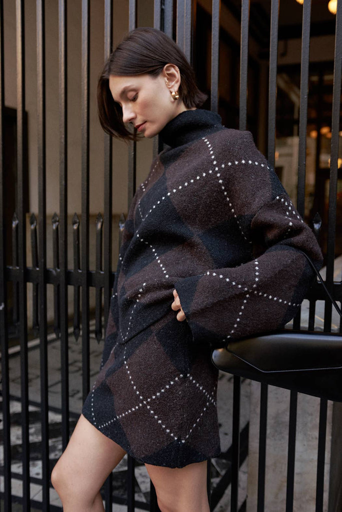 Argyle Turtleneck Sweater