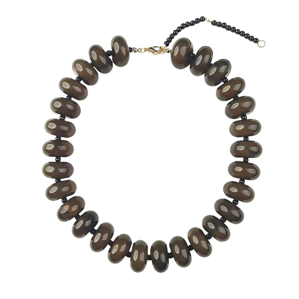 Bailey Chunky Beaded Necklace- Brown
