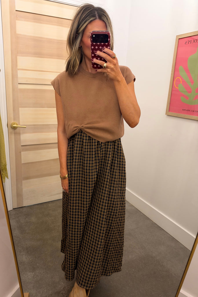 Sweater top gingham maxi