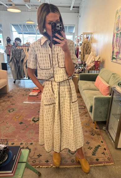 Quinn floral maxi skirt with trim