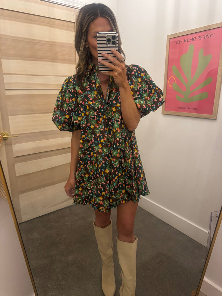 floral pocket front dress