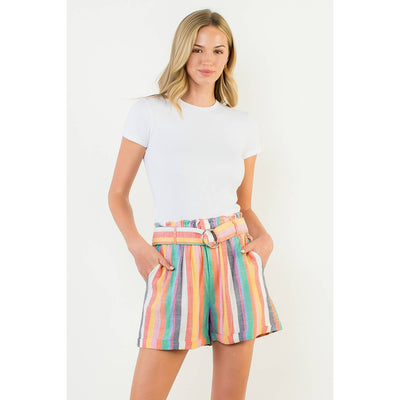 Pink multi stripe shorts