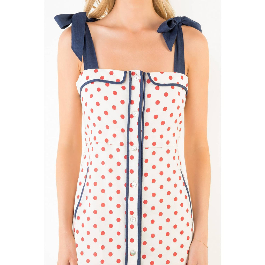 Tie strap polks dot dress