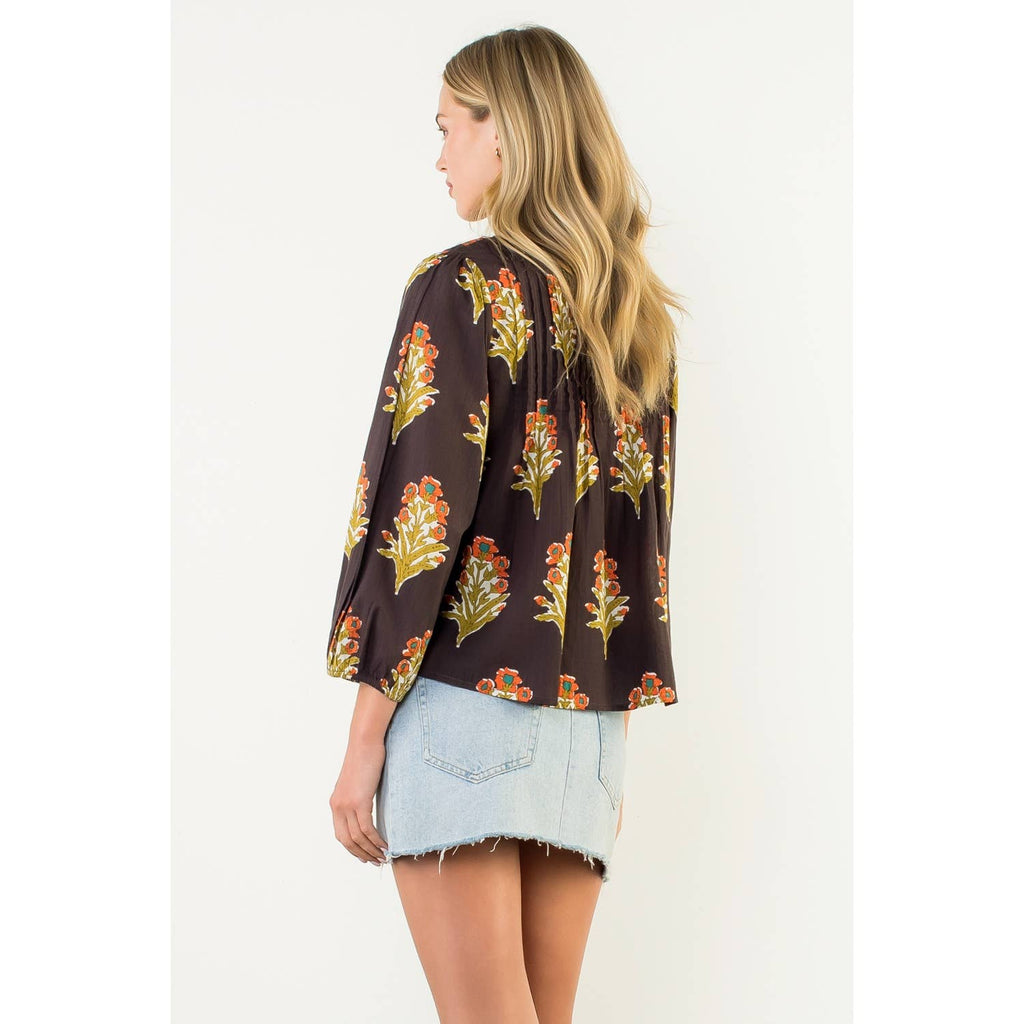 Long Sleeve Floral Detail Top