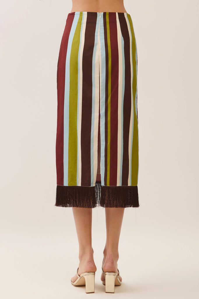Stripe fringe hem Skirt