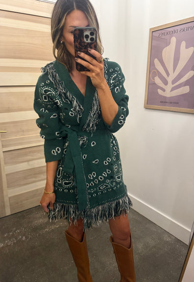 Emerald bandana cardigan