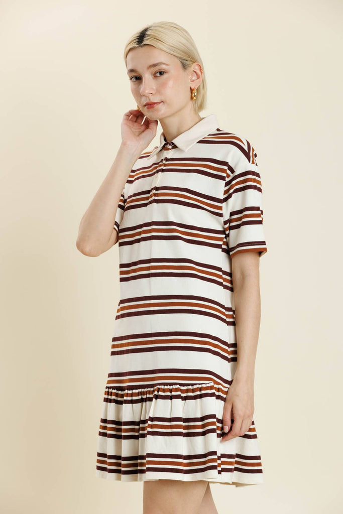 STRIPED RUGBY MINI DRESS