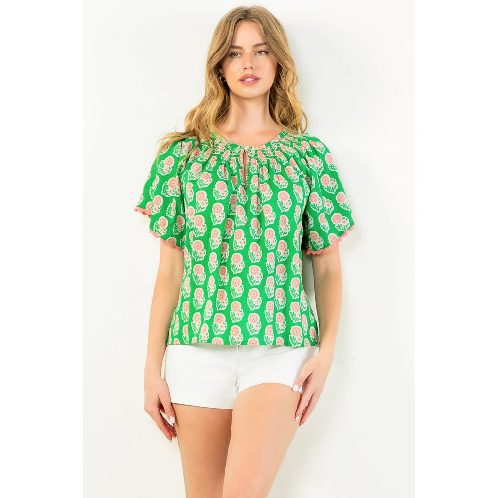 Mona green floral top