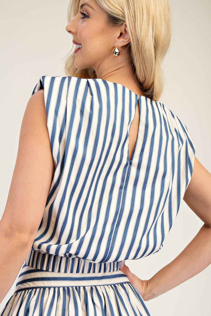 Stripe round neck top