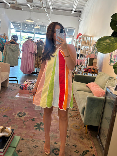 Linen umbrella mini dress