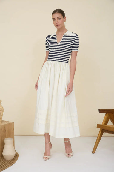 Stripe mixed media dress