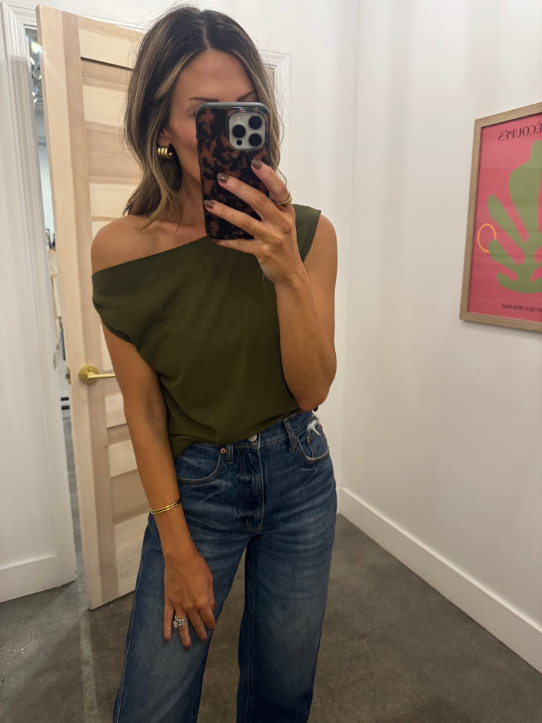 Drop Shoulder Top - Olive