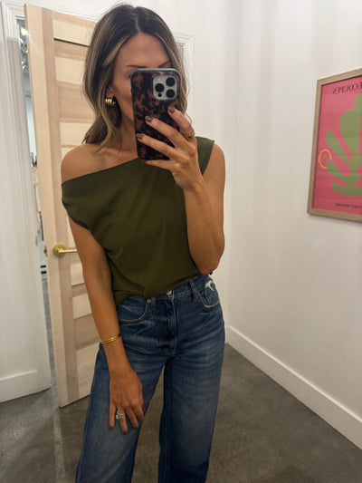 Drop Shoulder Top - Olive