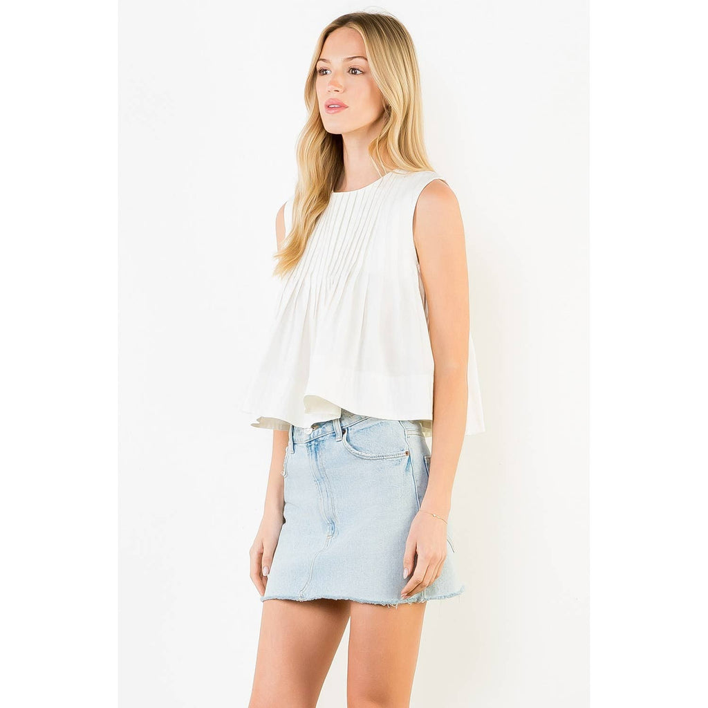 Sleeveless Pleated Top