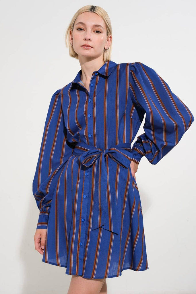 Navy stripe shirt dress