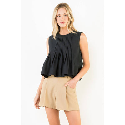 Sleeveless Pleated Top