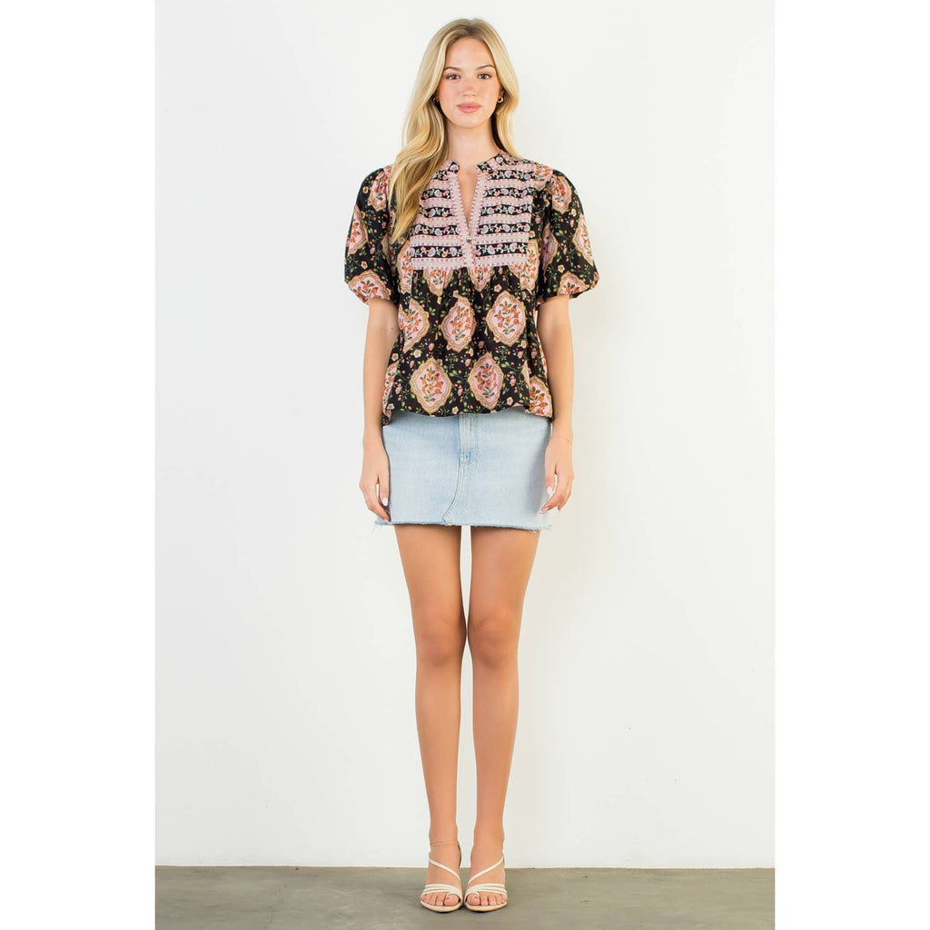 Puff Sleeve Babydoll Floral Top