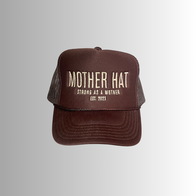 Mother Hat - Embroidered Trucker Hat - Mocha
