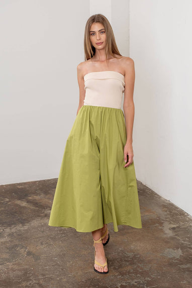 Strapless two tone maxi