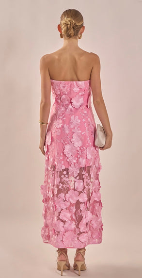 Pink floral emb maxi