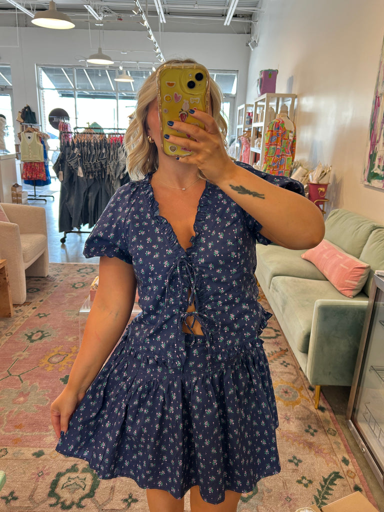 Navy floral set
