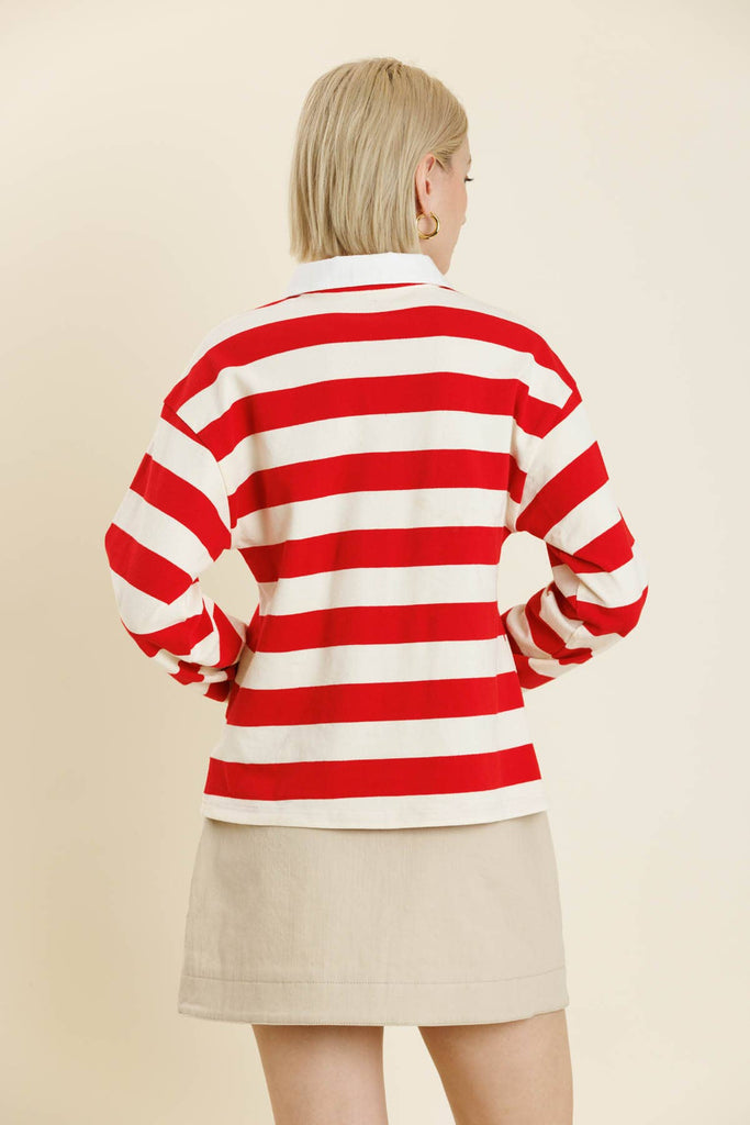 RED STRIPED RUGBY SHIRT