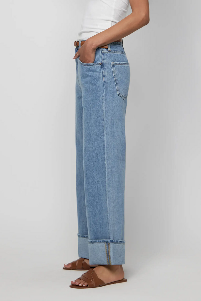 Parker Cuffed Wide Leg Jean, Light Worn