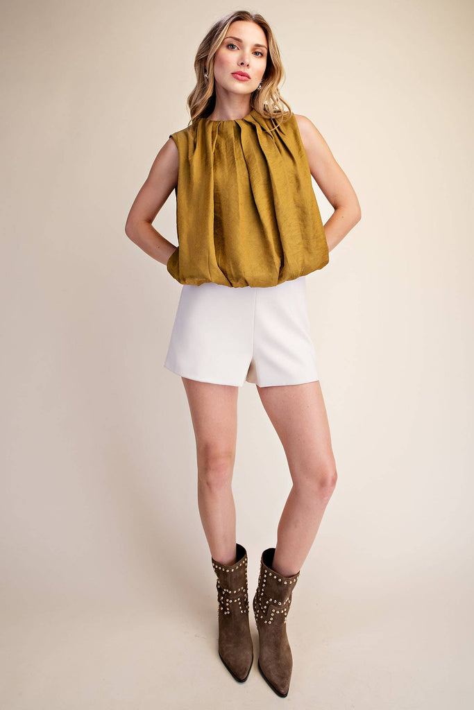 Sleeveless Pleated Balloon Top