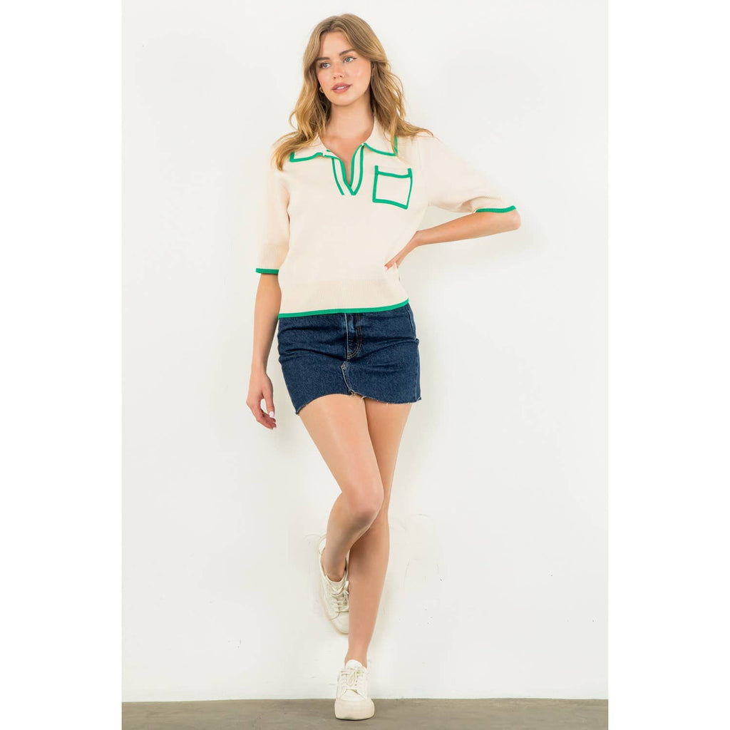 Veda Collared Knit Top