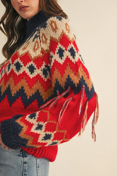 Rhone fair isle sweater red/navy