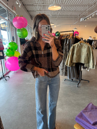 Plaid sweater jacket