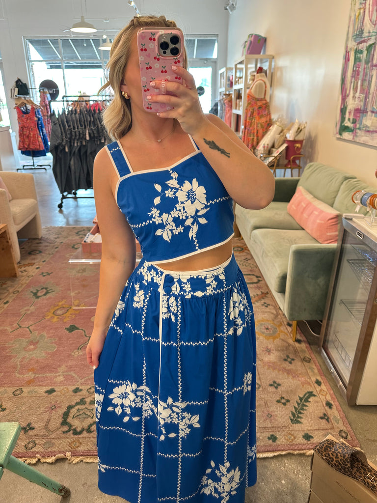 Eden maxi skirt set blue