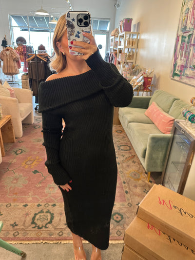 Off shoulder sweater dress