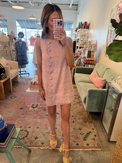 Denim scallop button dress