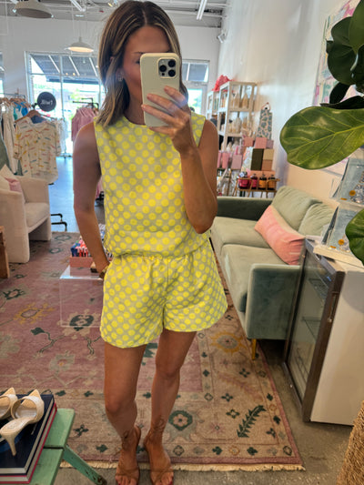 Klein lemon polka dot top
